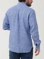 Camisa Lino Orgánico Hombre Linentex Azul Rockford