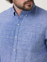Camisa Lino Orgánico Hombre Linentex Azul Rockford