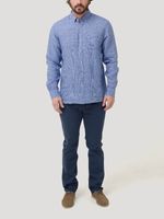 Camisa Lino Orgánico Hombre Linentex Azul Rockford