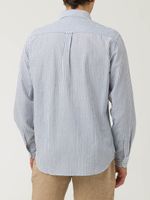 Camisa Algodón Orgánico Hombre Raya Azul Rockford