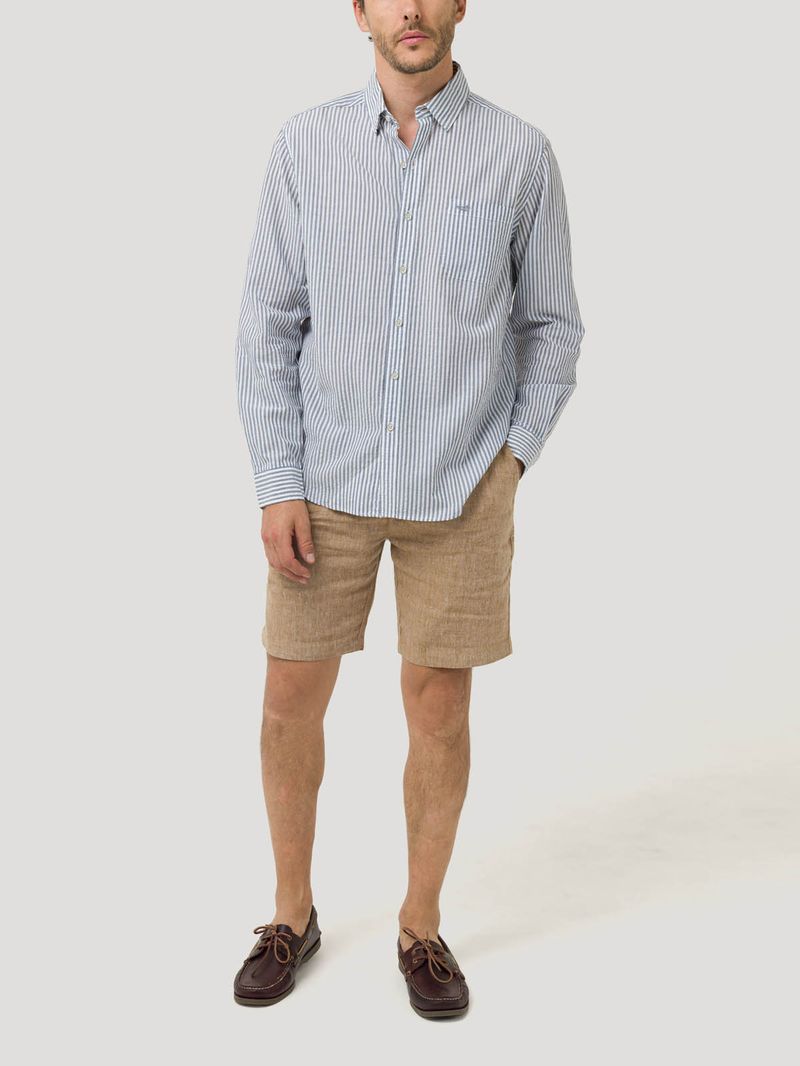 Camisa Algodón Orgánico Hombre Raya Azul Rockford