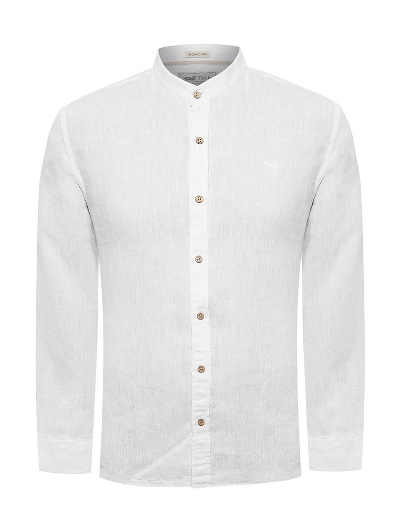 Camisa Lino Orgánico Hombre Linenmao Blanco Rockford