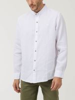 Camisa Lino Orgánico Hombre Linenmao Blanco Rockford