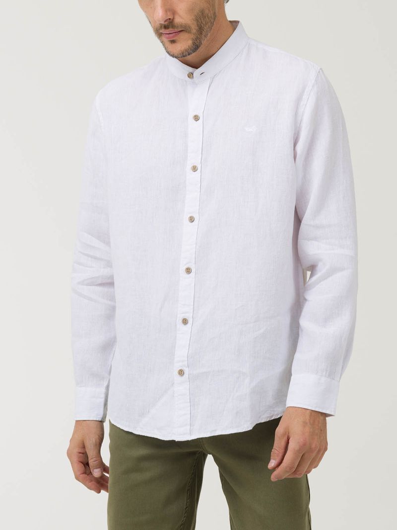 Camisa Lino Orgánico Hombre Linenmao Blanco Rockford