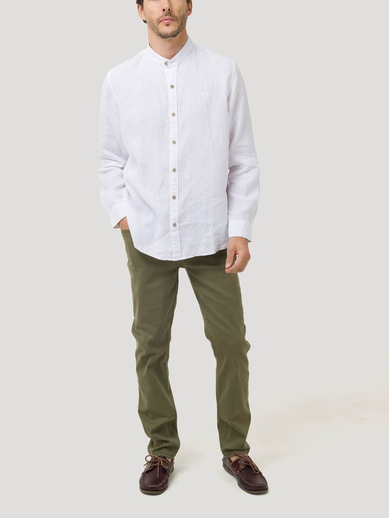 Camisa Lino Orgánico Hombre Linenmao Blanco Rockford