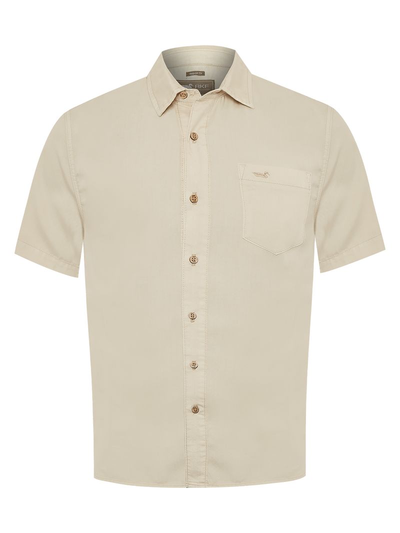 Camisa Tencel Hombre Beige Rockford
