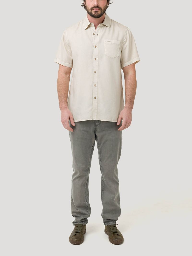 Camisa Tencel Hombre Beige Rockford