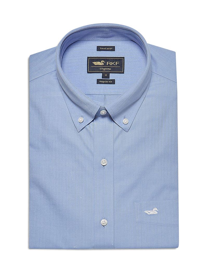 Camisa-Libre-De-Arrugas-Hombre-Wor-Cuello-Button-Down-Azul-Rockford