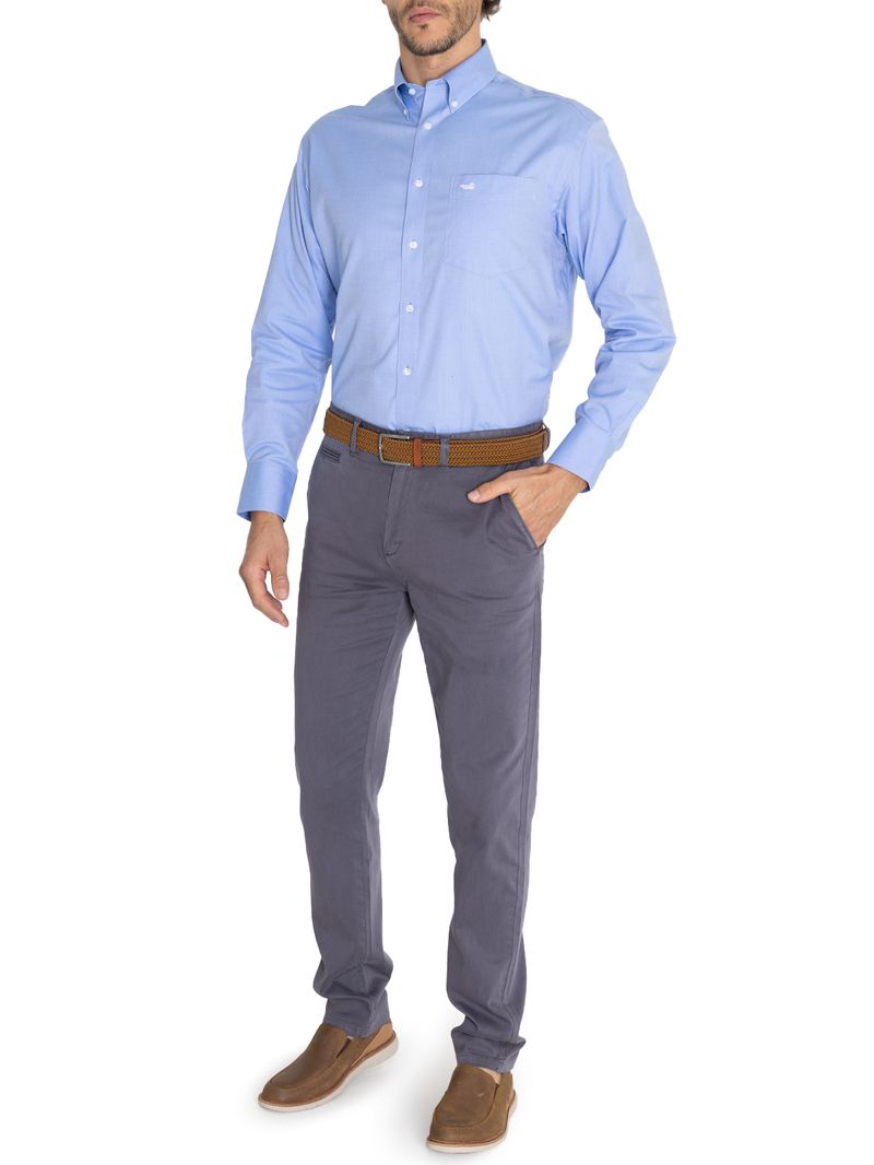 Camisa-Libre-De-Arrugas-Hombre-Wor-Cuello-Button-Down-Azul-Rockford