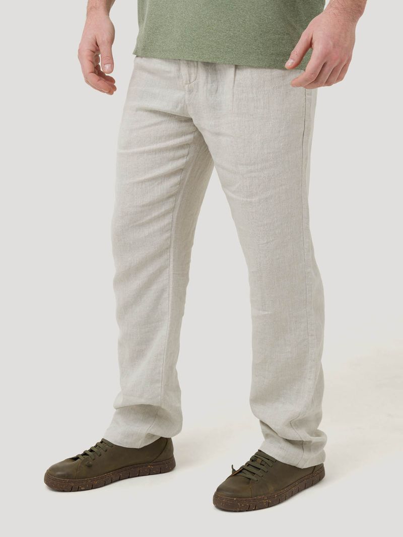 Pantalón Lino Orgánico Hombre Capri Café Rockford