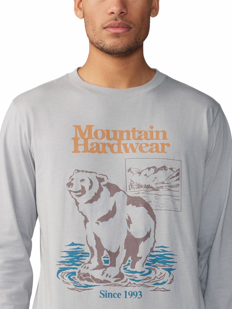 Polera Manga Larga Hombre River Bear¿ Gris Mountain Hardwear