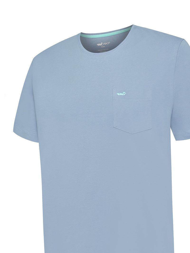 Polera Algodón Orgánico Hombre Basicpoc Azul Rockford