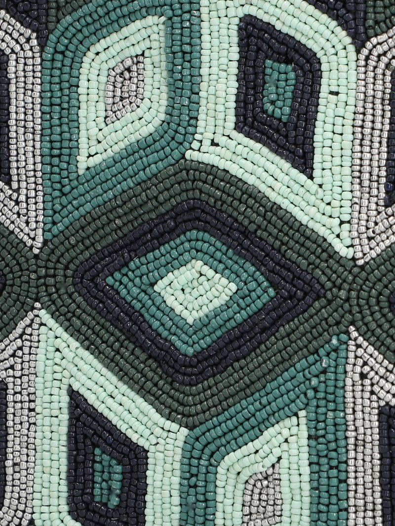 Cartera Algodon Organico Mujer Beaded Zip Bag Azul Rockford