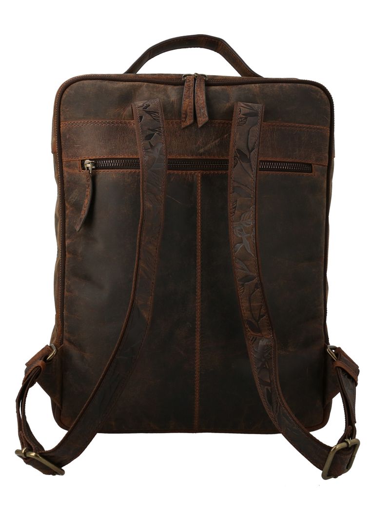 Mochila Cuero Mujer Oh Roses Back Café Rockford