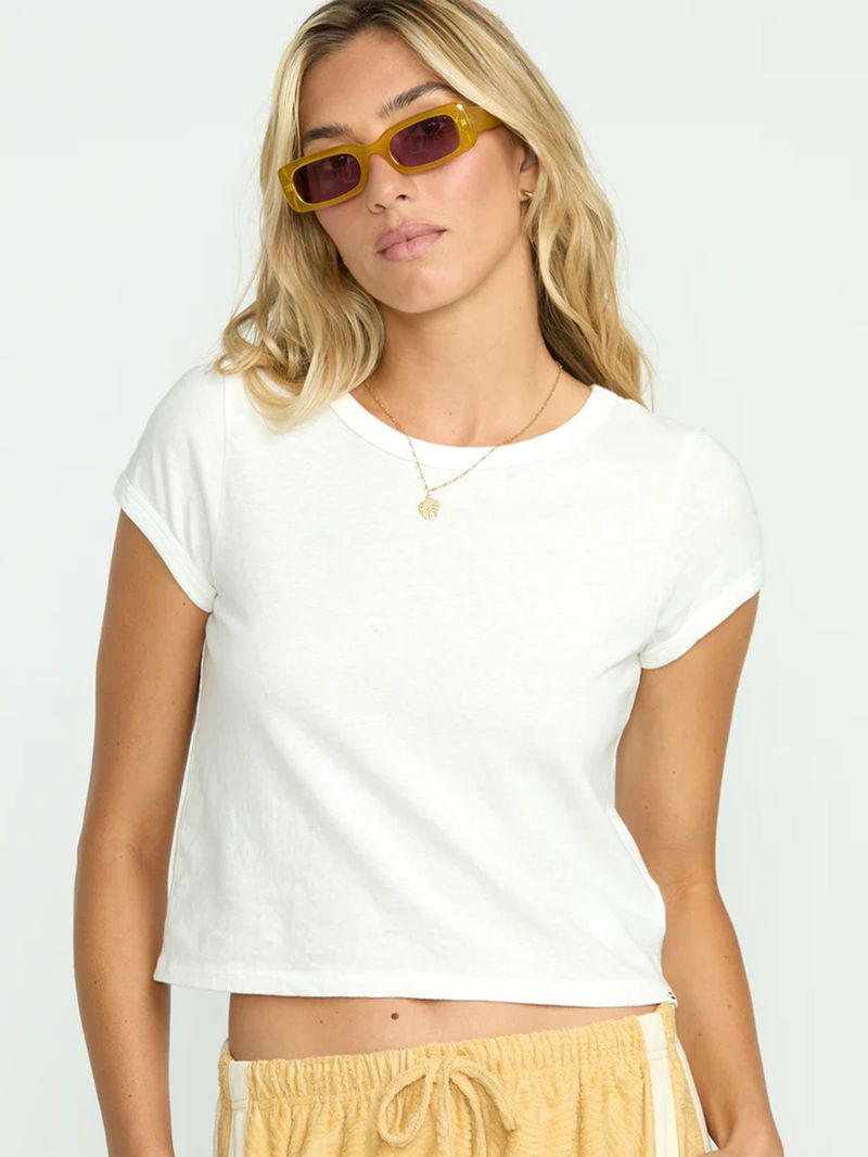 Polera Manga Corta Mujer Daily Blanca Billabong