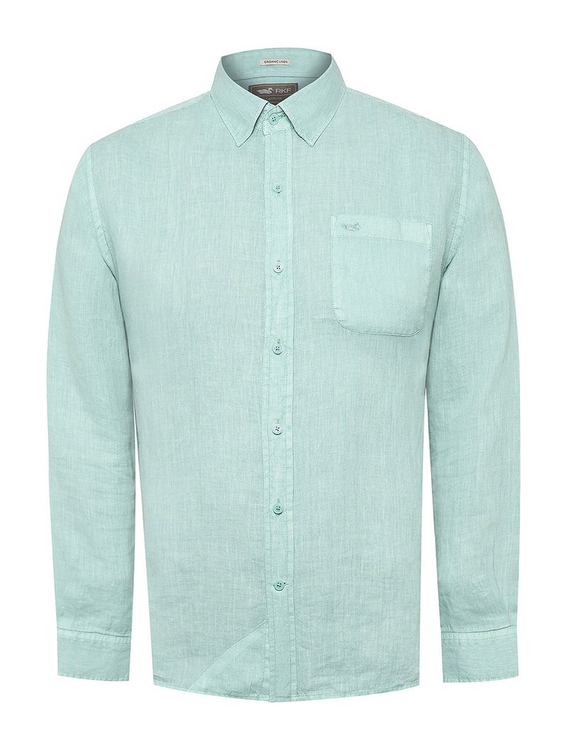 Camisa Lino Orgánico Hombre Linjer Verde Rockford