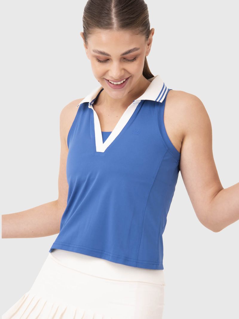 Polera Mujer Polo Crop Azul Bsoul
