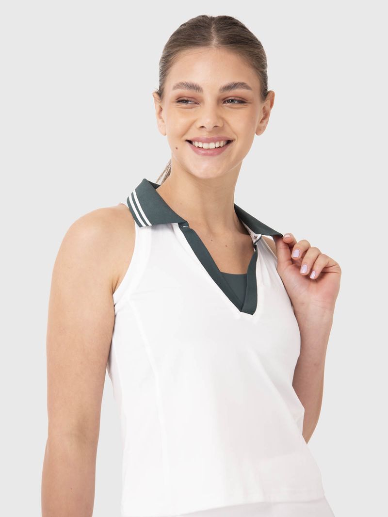 Polera Mujer Polo Crop Blanca Bsoul