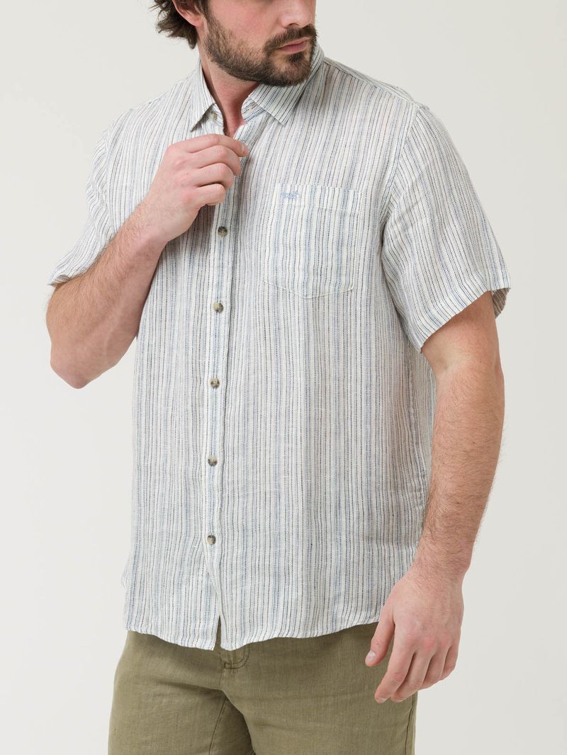 Camisa Lino Orgánico Hombre Brisa Azul Rockford