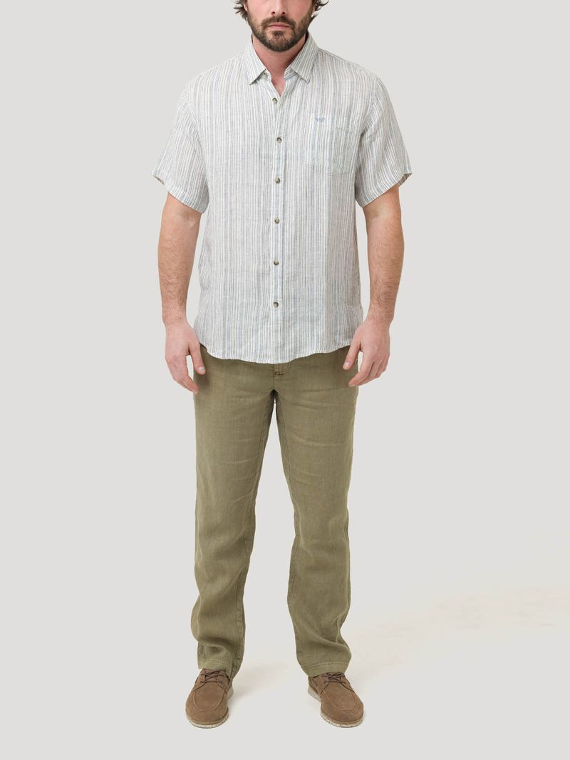 Camisa Lino Orgánico Hombre Brisa Azul Rockford