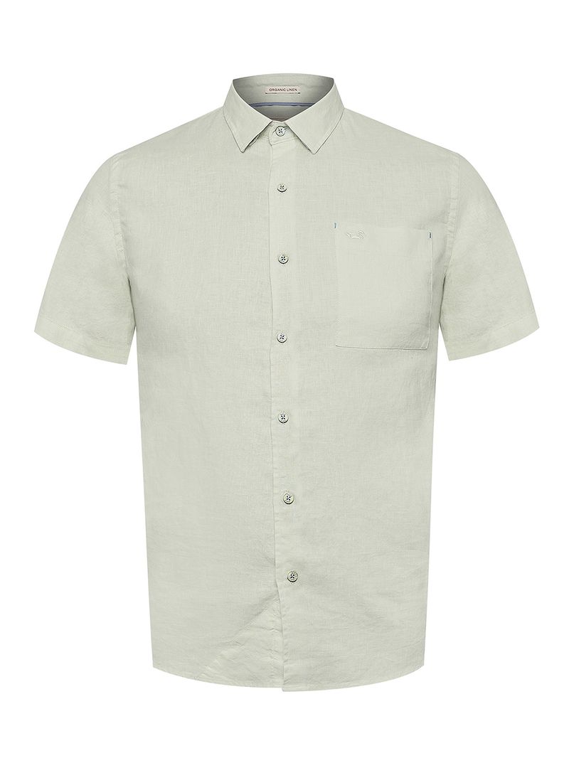 Camisa Lino Orgánico Hombre Linenshort Verde Rockford
