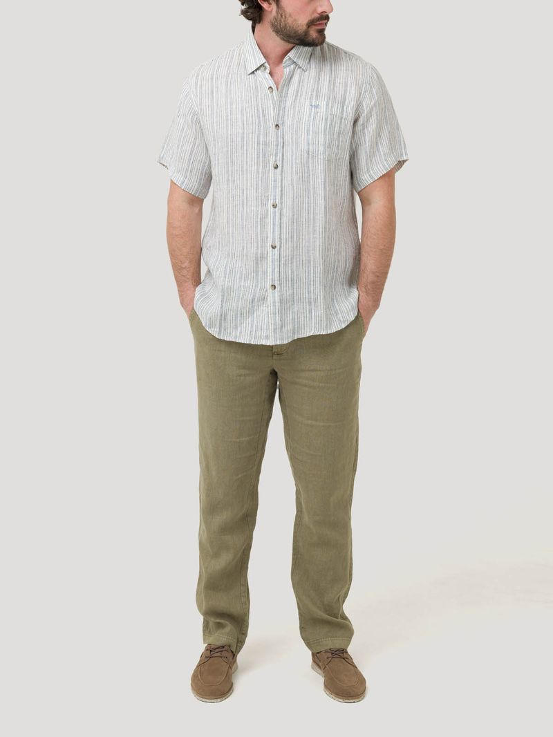 Camisa Lino Orgánico Hombre Brisa Azul Rockford