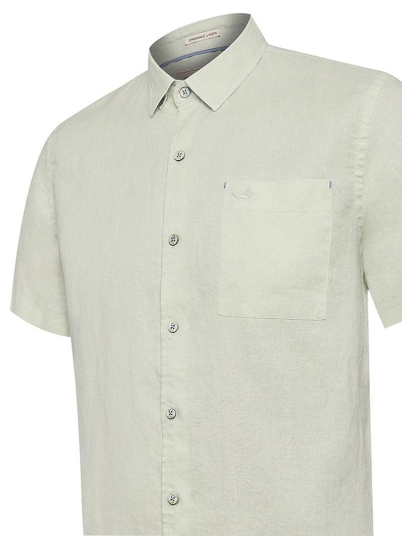 Camisa Lino Orgánico Hombre Linenshort Verde Rockford