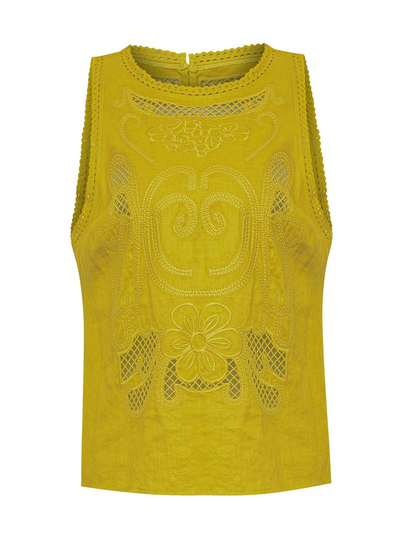 Blusa Lino Orgánico Mujer Cleep Amarillo Rockford