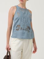 Blusa Lino Orgánico Mujer Cleep Gris Rockford