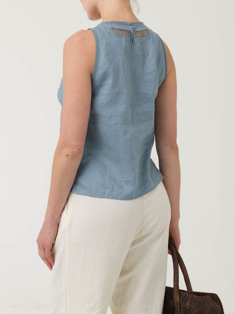 Blusa Lino Orgánico Mujer Cleep Gris Rockford