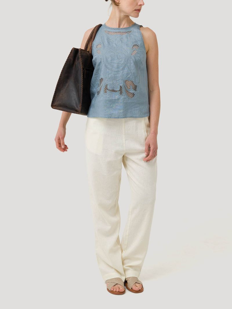 Blusa Lino Orgánico Mujer Cleep Gris Rockford