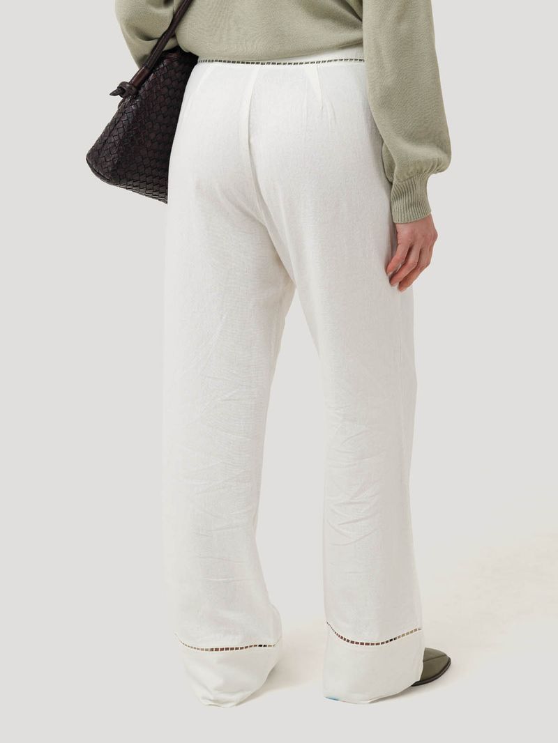 Pantalón Lino Orgánico Mujer Mekong Blanco Rockford