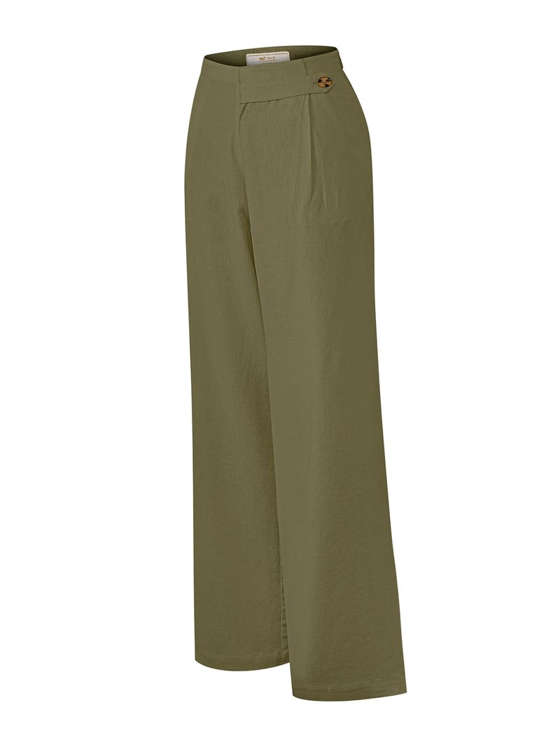 Pantalón Lino Orgánico Mujer Danubio Verde Rockford