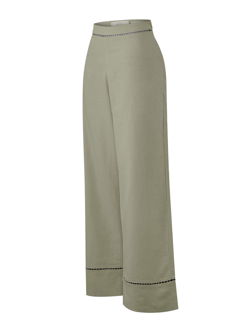 Pantalón Lino Orgánico Mujer Mekong Verde Rockford