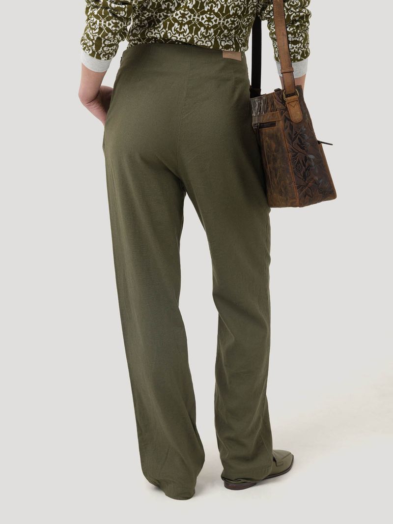 Pantalón Lino Orgánico Mujer Danubio Verde Rockford