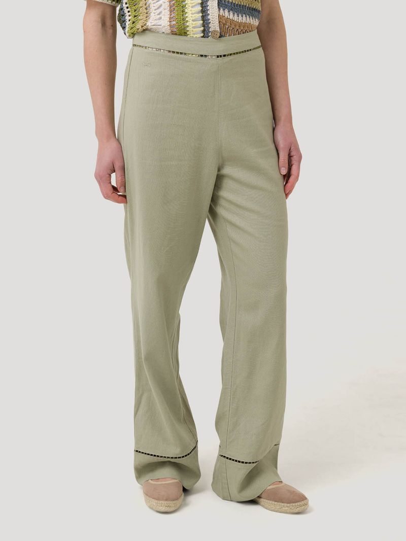 Pantalón Lino Orgánico Mujer Mekong Verde Rockford