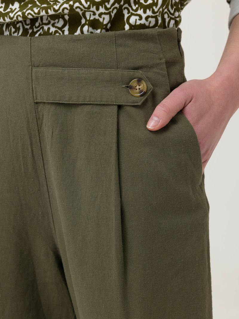 Pantalón Lino Orgánico Mujer Danubio Verde Rockford