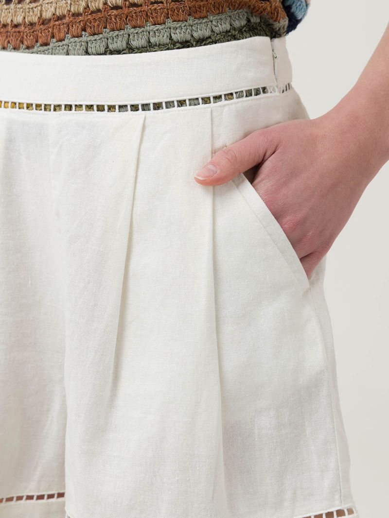 Short Lino Orgánico Mujer Andes Blanco Rockford