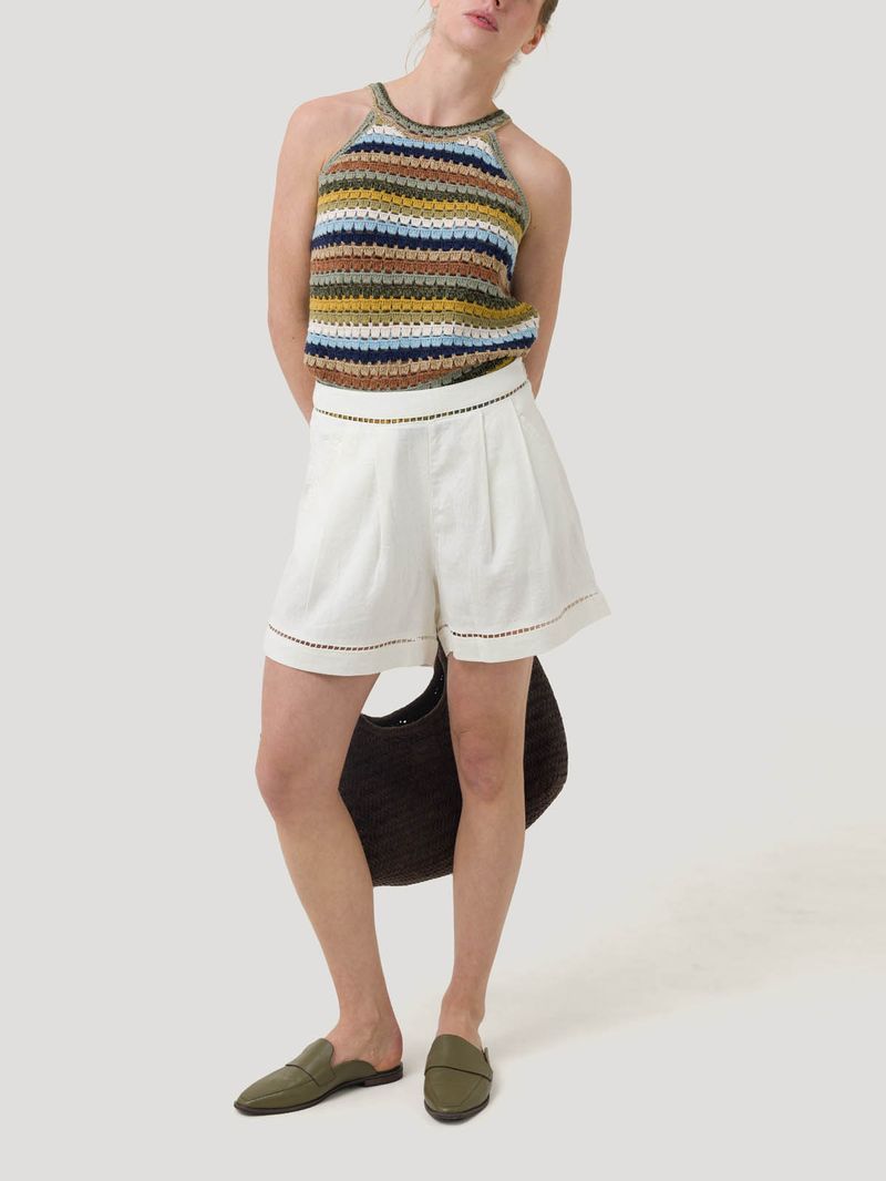 Short Lino Orgánico Mujer Andes Blanco Rockford