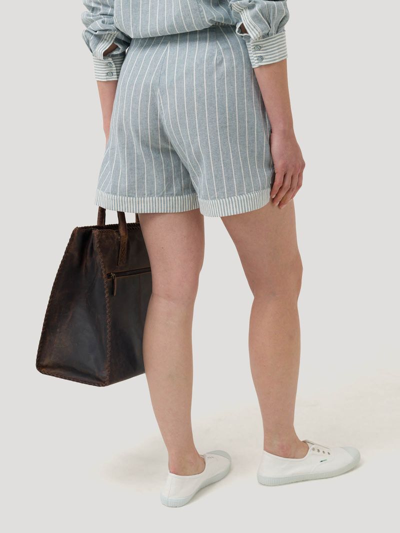 Short Lino Orgánico Mujer Huron Celeste Rockford