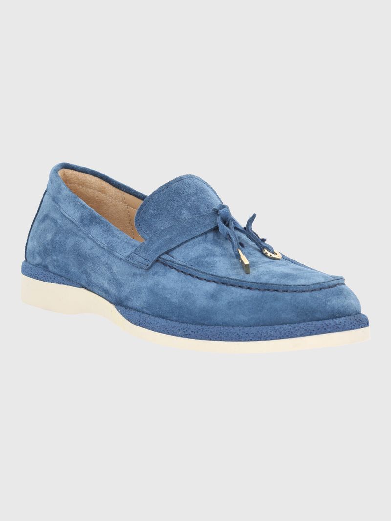 Mocasin Mujer Cuero Margott Azul