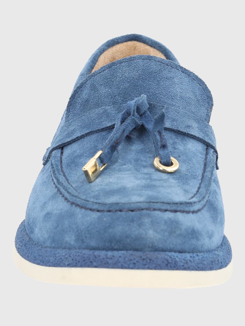 Mocasin Mujer Cuero Margott Azul