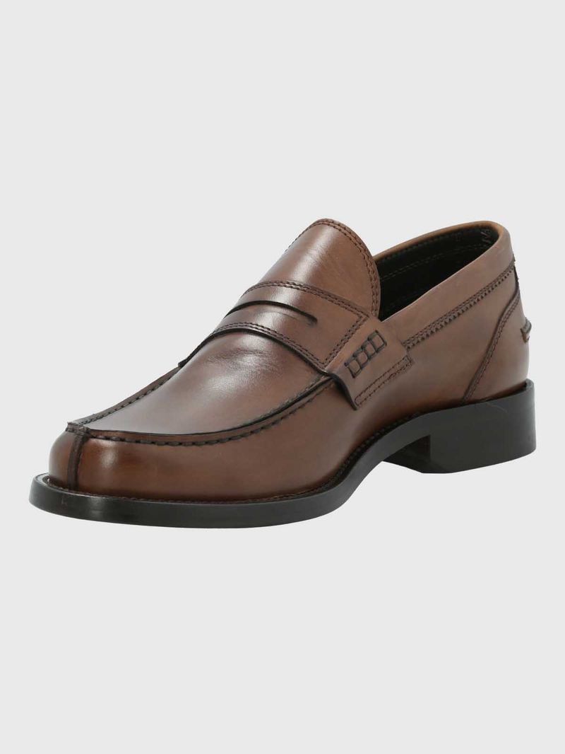 Mocasin Hombre  Italiano Cuero Cilento Café