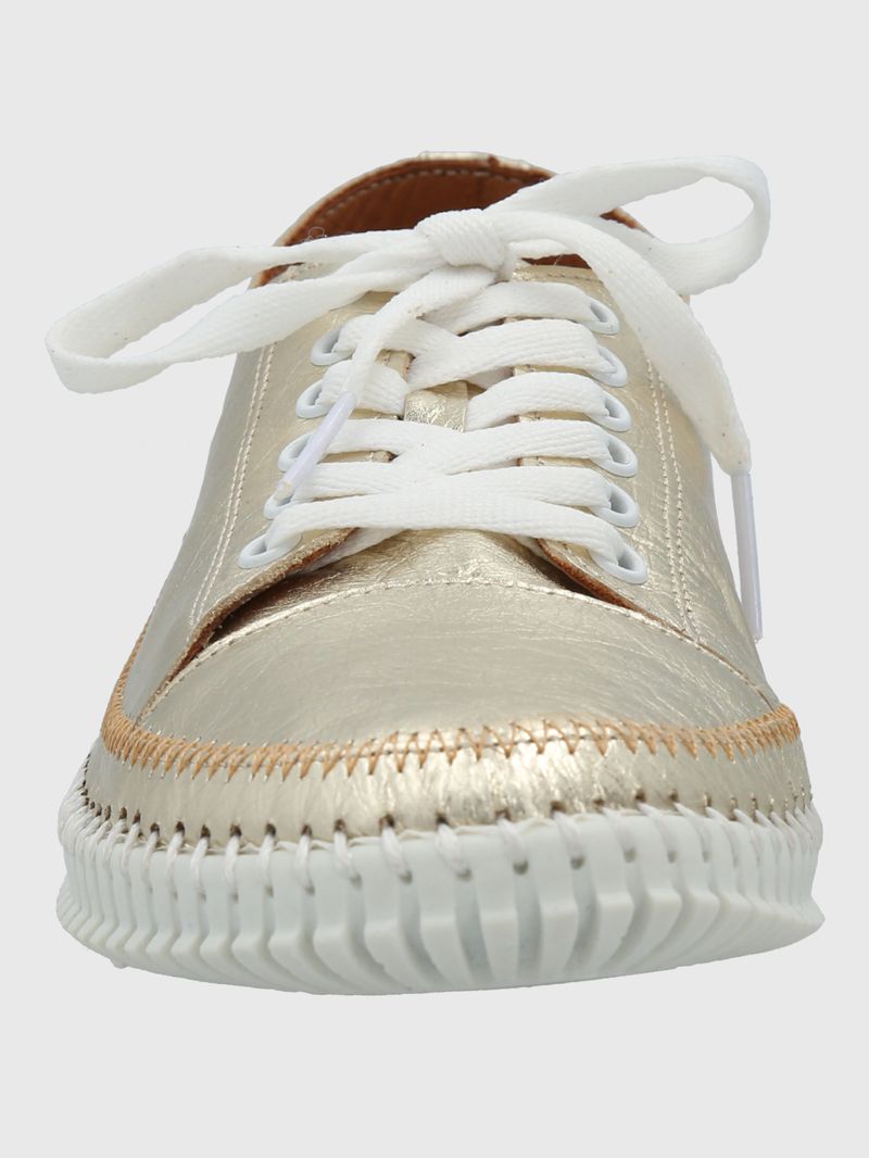 Zapatilla Mujer Cuero Petals Metalizada