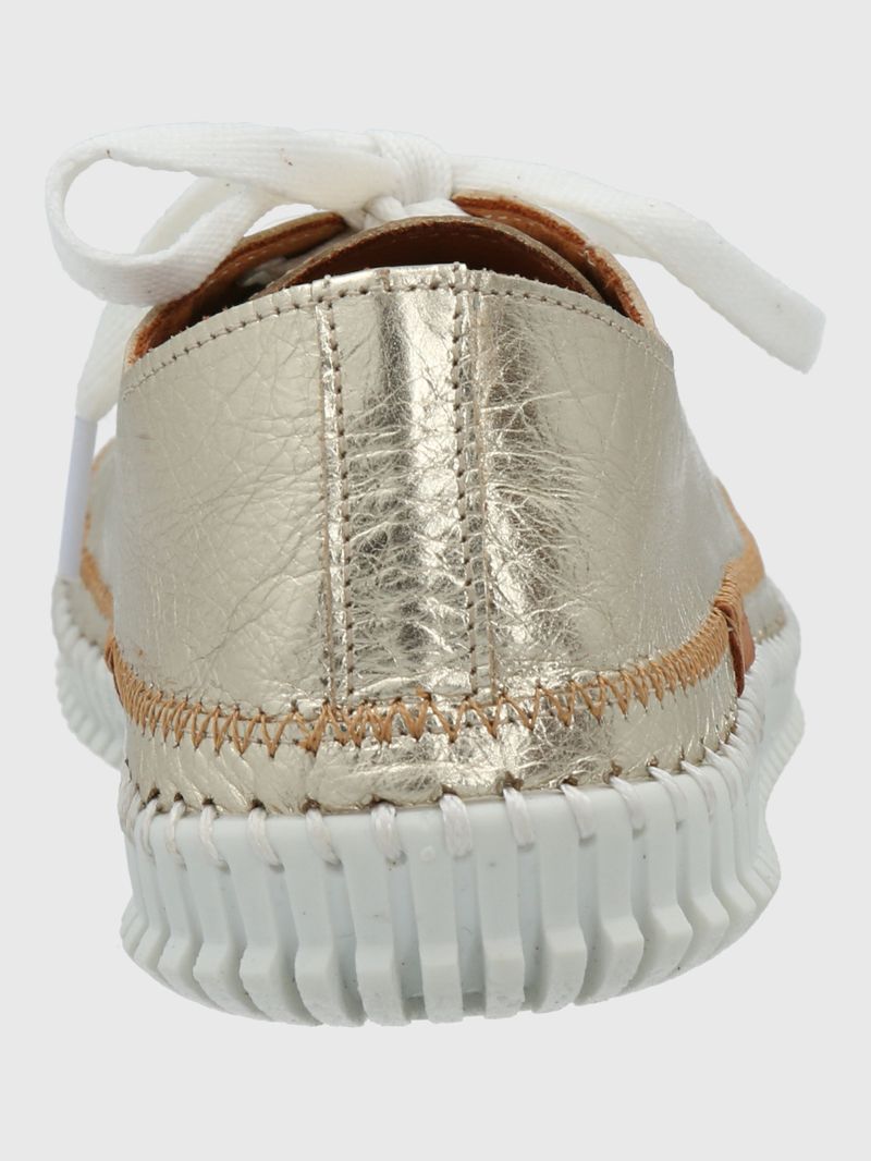 Zapatilla Mujer Cuero Petals Metalizada