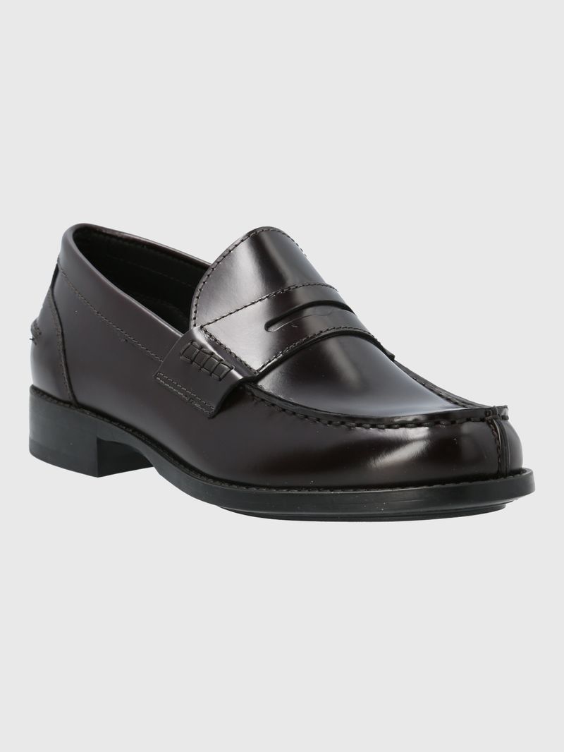 Mocasin Mujer Italiano Cuero Rozato Burdeo