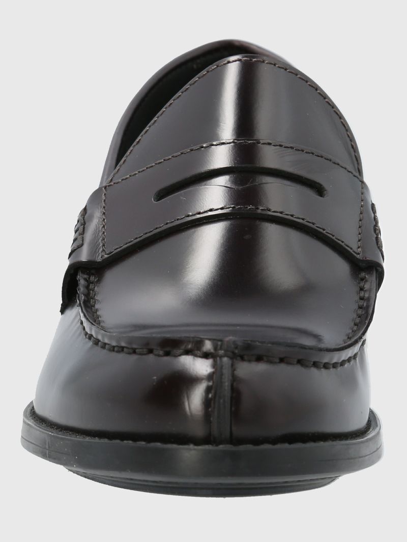 Mocasin Mujer Italiano Cuero Rozato Burdeo