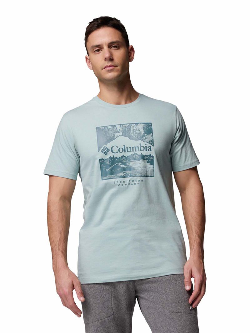 Polera Manga Corta Hombre CSC Seasonal Logo Celeste Columbia