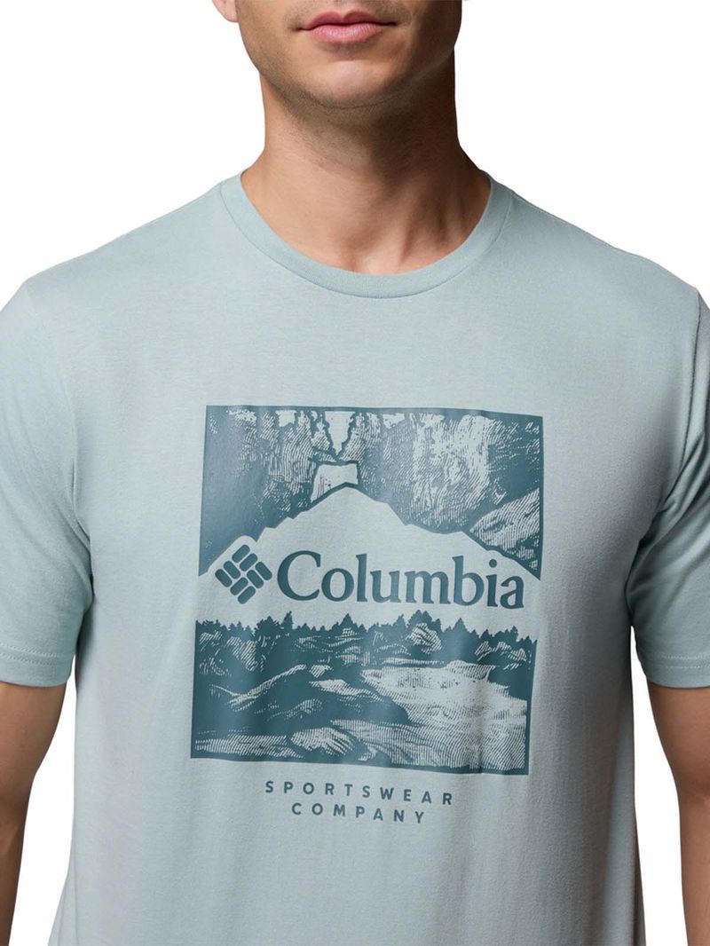 Polera Manga Corta Hombre CSC Seasonal Logo Celeste Columbia