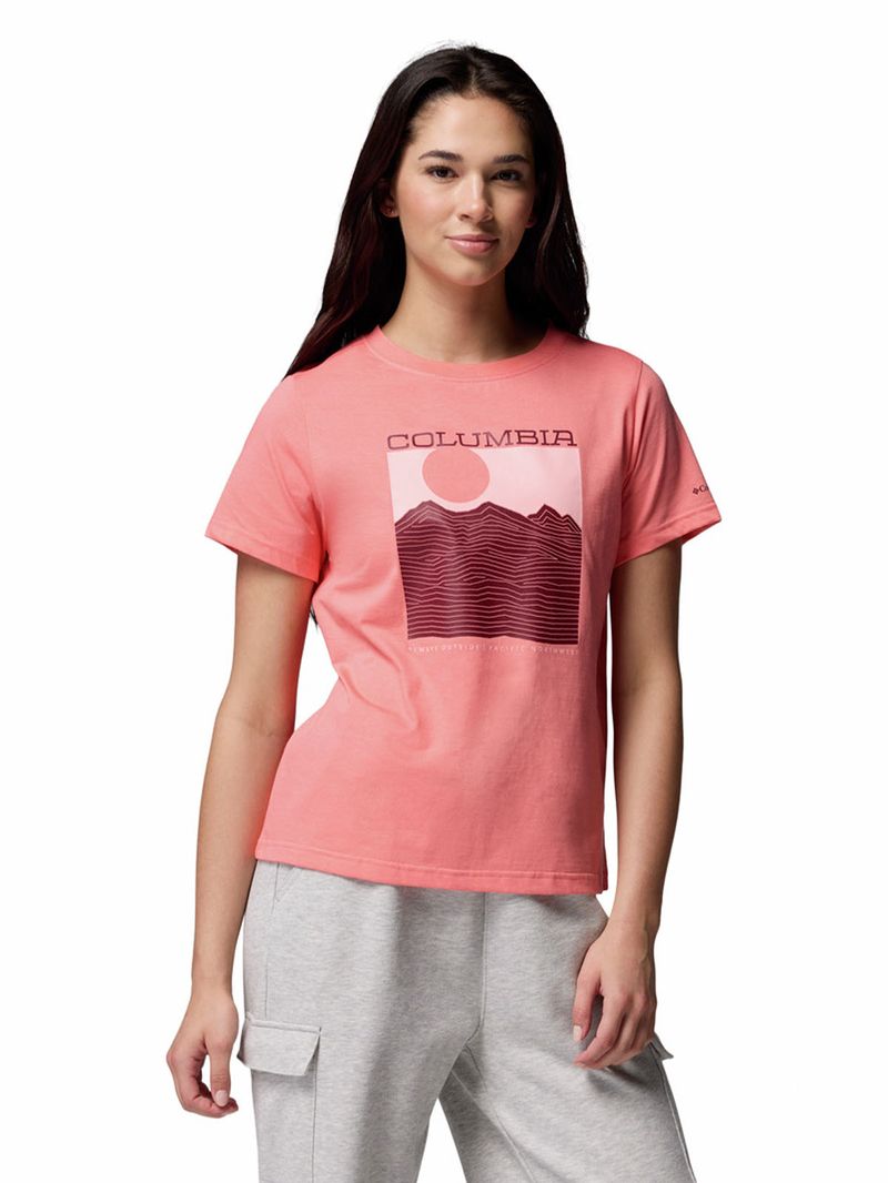 Polera Manga Larga Mujer Rolling Bend Graphic Rojo Columbia